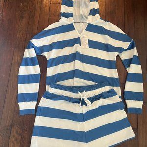 Striped Hoodie and Shorts Matching Set Size M